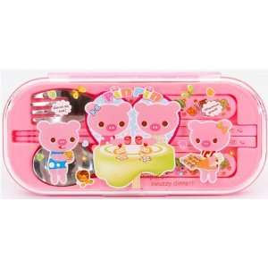  Pink Bento Cutlery Set four Piggies cute