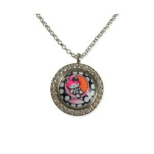   Kitty Pink Head Mod Medallion Necklace   Black (FINAL SALE) Jewelry