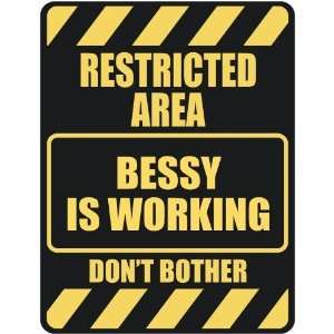   RESTRICTED AREA BESSY IS WORKING  PARKING SIGN