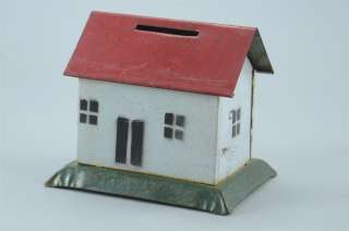 Rare ANTIQUE Tin House Savings Bank Money Box  