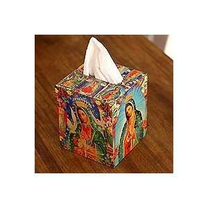  NOVICA Decoupage square tissue box, My Guadalupe