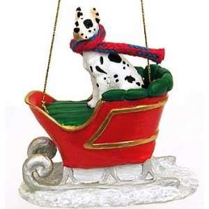  Harlequin Great Dane in a Sleigh Christmas Ornament