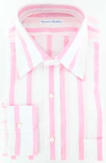 New $325 Barba Napoli Pink Shirt 17.5/44  