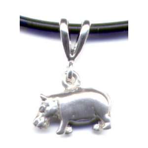  18 Black Hippo Necklace Sterling Silver Jewelry 