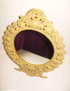   Iron Standing Victorian Vanity Mirror Tilt Easel Picture Frame  