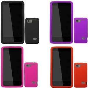   Red + Solid Hot Pink + Solid Purple Silicone Skin Case Faceplate Cover