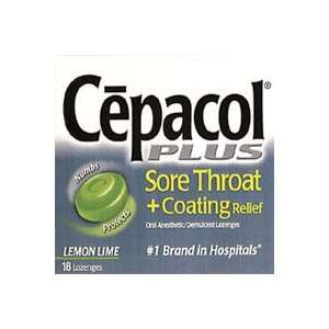 Cepacol Sore Throat Lozenges + Coating Relief Lemon Lime 18 Lozenges