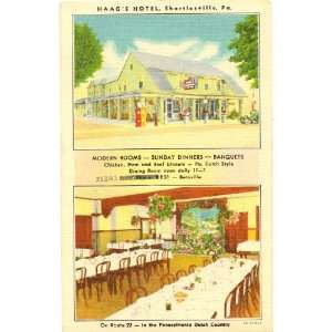  Vintage Postcard Haags Hotel (On Route 22) Shartlesville Pennsylvania