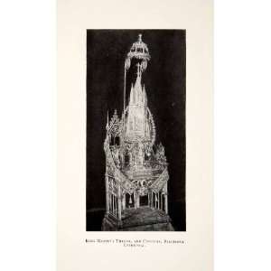 1909 Print Thone King Martin Aragon Cathedral Barcelona Spain Crown 