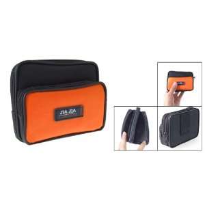   Black Orange Nylon Two Compartment Zipper Waist Bag