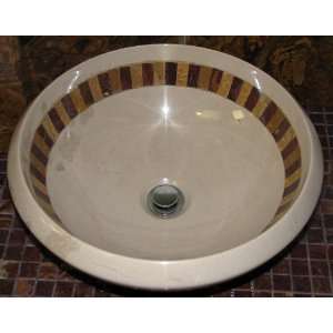 Italian Verona Marble Bathroom Sink with Multi Red Onyx & Inca Gold 