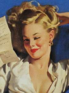 ELVGREN PINUP ART BEAUTIFUL GIRL READING LETTER TOO GOOD TO BE TRUE 