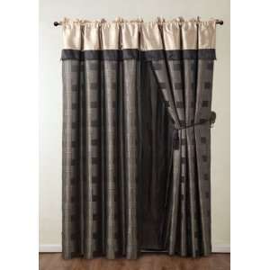  Theo Black and Gray Jacquard Curtain Set