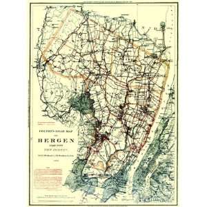  BERGEN COUNTY NEW JERSEY (NJ) MAP 1896
