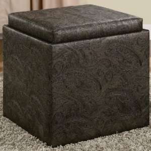  Casual Faux Leather Cube Storage Ottoman