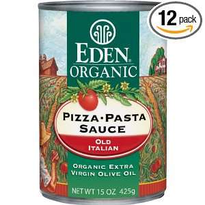 Eden Organic Pizza Pasta Sauce, Extra Virgin Olive Oil, 15 Ounce Cans 