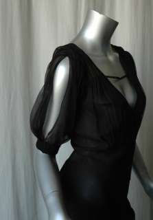 CHRISTIAN DIOR BOUTIQUE Black SILK Chiffon Gown Dress 8  