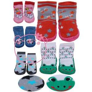   / Toddler Anti Slip Moccasin Bootie Cute Home Socks 2 PAIRS FOR GIRL