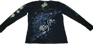 Mens Ed Hardy Black Panther Thermal T Shirt Long Sleeve  