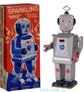 Sparkling Mike Robot Windup Tin Toy Schylling Co.  
