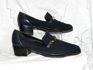 RANGONI OF FLORENCE NAVY BLUE LEATHER STRETCH PUMPS SZ 9 C  