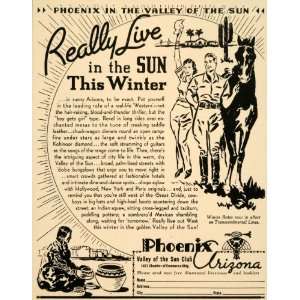  1937 Ad Phoenix Arizona Sun Club Cactus Pottery Western 