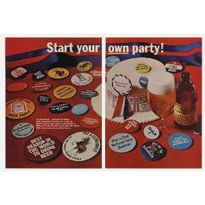 1968 Bud Budweiser Beer Party Buttons Offer 2 Page Print Ad (25317 
