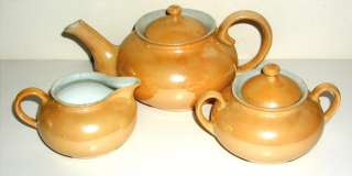 LDB Co. Bavaria Tan Luster Tea Pot & Sugar & Creamer  