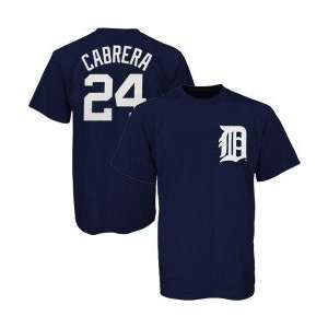  Miguel Cabrera Detroit Tigers Navy Name and Number T Shirt 