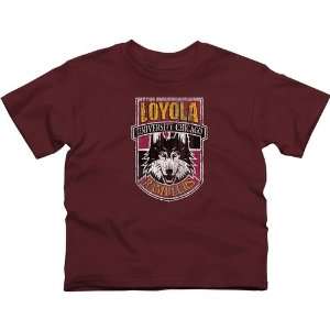 com Loyola Chicago Ramblers Youth Distressed Primary T Shirt   Maroon 