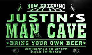 qc056 g Justins Man Cave Basketball Game Room Bar Neon Beer Sign 