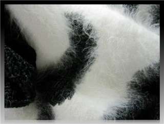   Black and White Art Deco FURRY FLUFFY ANGORA Sweater slouchy JUMPER L