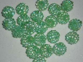 Adorable Mint Green mini aurora borealis berry beads with AB finish 