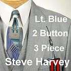 42R Suits   STEVE HARVEY Lt Blue Plaid Mens Suit   XH05