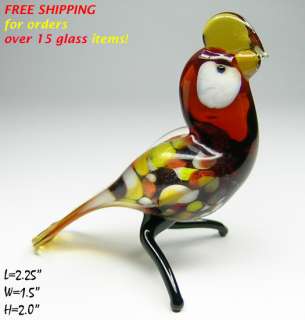 PARROT BIRDS 15pc WHOLESALE LOT Hand Made Art Lampwork Blown Glass 