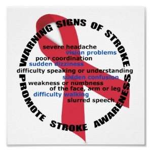  Warning Signs Symptoms of Stroke Poster