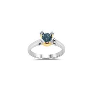  0.59 Cts Blue & White Diamond Ring in 10K Two Tone Gold 6 