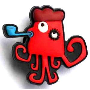 Red Octopus w blue smoke pipe & hat Jibbitz Crocs Hole Bracelet Shoe 