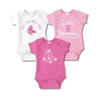 Boston Red Sox Infant Girls Baby Rib Pink Creeper 3 Pack  