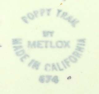 Terrific Metlox Wild Poppy Poppytrail Coupe Cereal Bowl  