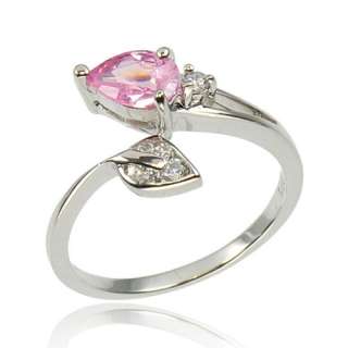 3Ctw Pear Cut Pink CZ Cubic Zirconia 925 Sterling Silver Womens 