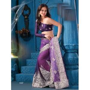  Designer Bollywood Style Net Fabric Saree with Embroidery 