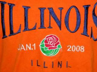 ILLINOIS FIGHTING ILLINI t shirt ROSE BOWL, STITCHED XL  