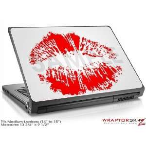  Medium Laptop Skin Big Kiss Lips Red on White Electronics