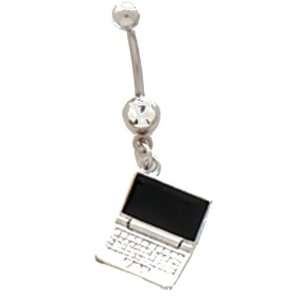  Techi Laptop Dangle Belly Ring with CZ Stone 316l Surgical 