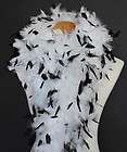 100g White with Black Tips Chandelle Feather Boa very full & fluffy 