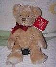 Russ Beige Curly Fluffy Teddy Bear w/Red Neck Ribbon SPENCER 10 NWT