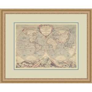   World Map (18th Century) by Bourgoin   Framed Artwork