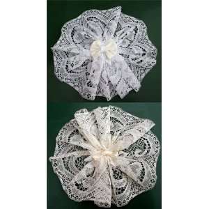  Womens Hair Cover (Doily) w/Bow & Comb, Color Black 