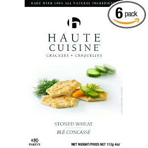 Haute Cuisine Organic Stoned Wheat Crackers, 4 Ounce Boxes (Pack of 6)